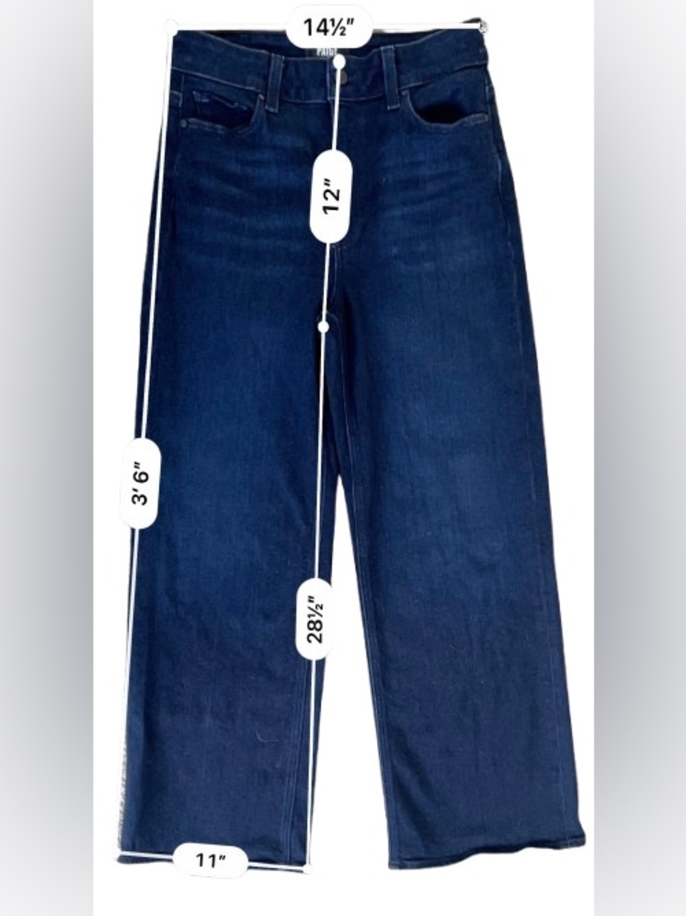 PAIGE Anessa 31" Wide-Leg Jeans in Duke of Yo Dark Wash. Size 29 - Picture 6 of 9
